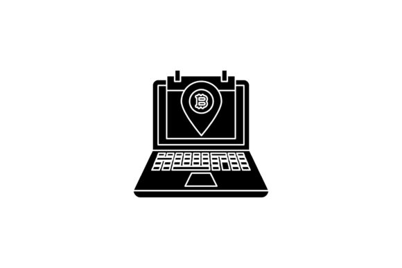 Bitcoin Icon Laptop Calendar Black – A Modern Graphic Freebie for Designers