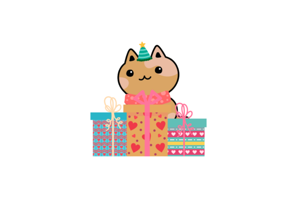 Christmas Cartoon Cat Animal with Gift – A Versatile Graphics Freebie for Digital Sellers