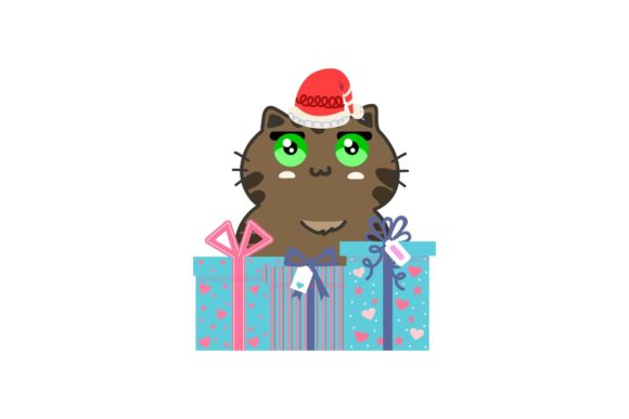 Christmas Theme Gift with Cat – A Versatile Graphics Freebie for Branding and Content Creation