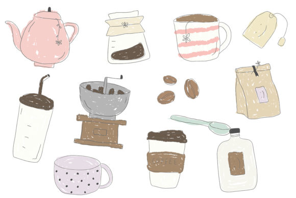 Coffee Doodle Clipart: A Playful Embroidery Design for the Right Projects