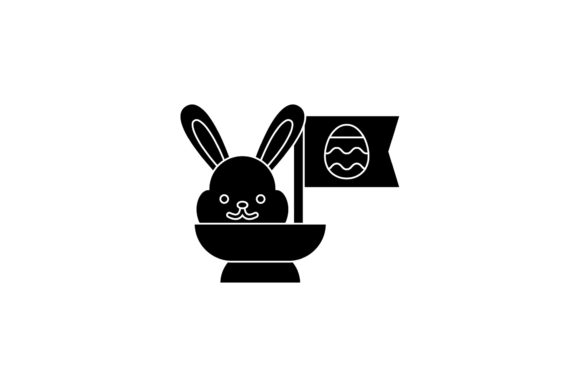 Easter Cute Icon Rabbit Black Filled – A Versatile Graphic Design Freebie for Creative Projects