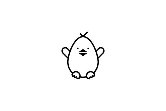 Easter Icon Chick Cute Line Black – A Versatile Graphic Design Freebie for Crafters