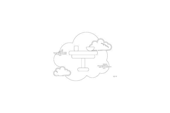 Graphics Review: Coloring Page - House Table Bowl Cloud
