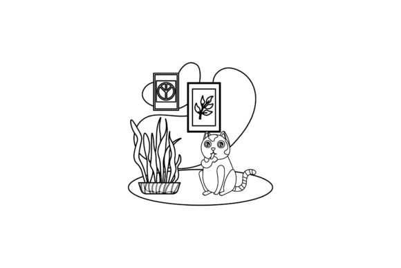 Icon Cat Cute Shocked Coloring Page – A Versatile Graphic Freebie for Creative Projects