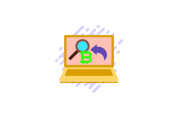 Laptop Icon Bitcoin Search Blue: A Modern Graphic Design Asset for Content Creators