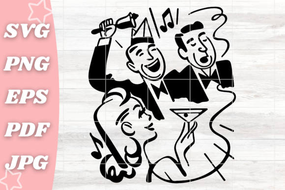 Retro New Years Celebration Graphics for Crafts and Digital Projects