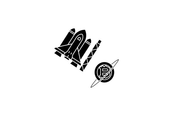 Space Icon Bitcoin Saturn Black Filled Embroidery Design Review