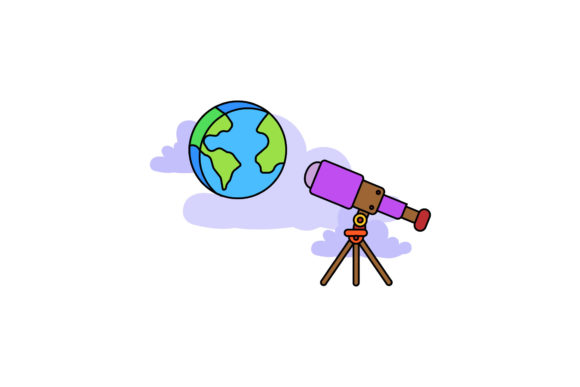 Space Icon Cute Earth Color Outline – A Versatile Freebie Graphic for Creative Projects